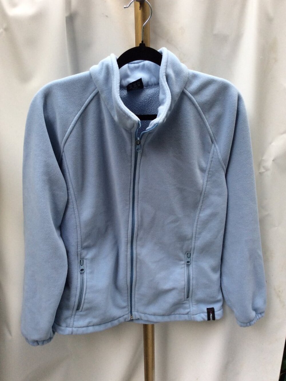 Polartec Light Blue Full Zip Fleece Jacket Mock Neck Pockets Size M
